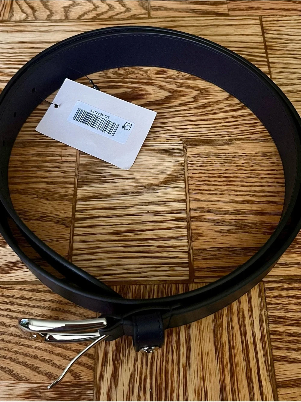 💯 GUCCI Men's Navy Leather Belt with silver  Double-G Logo Accent